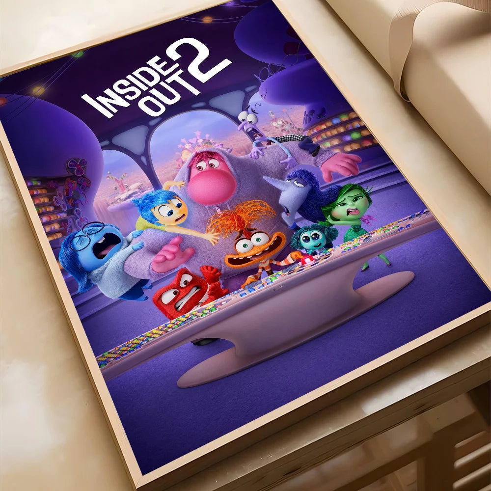 Movie I-insides Out 2 Poster Self-adhesive Art Waterproof Paper Sticker Coffee House Bar Room Wall Decor