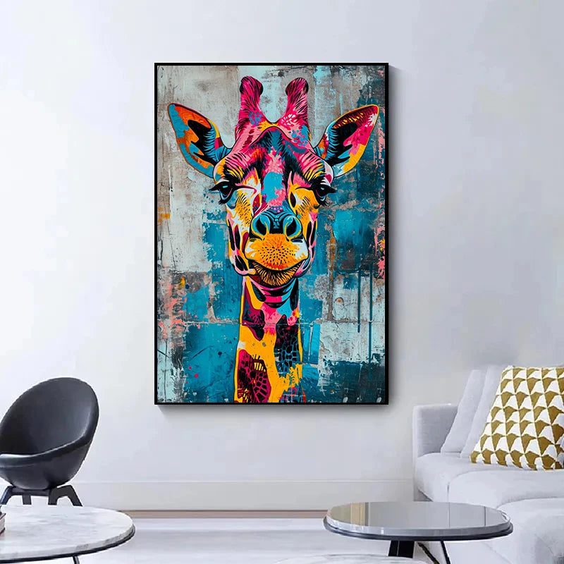 Abstract Animals Lion Tiger Wolf Graffiti Art Canvas Painting Colorful Animal Wall Art Poster Prints Pictures Living Room Decor