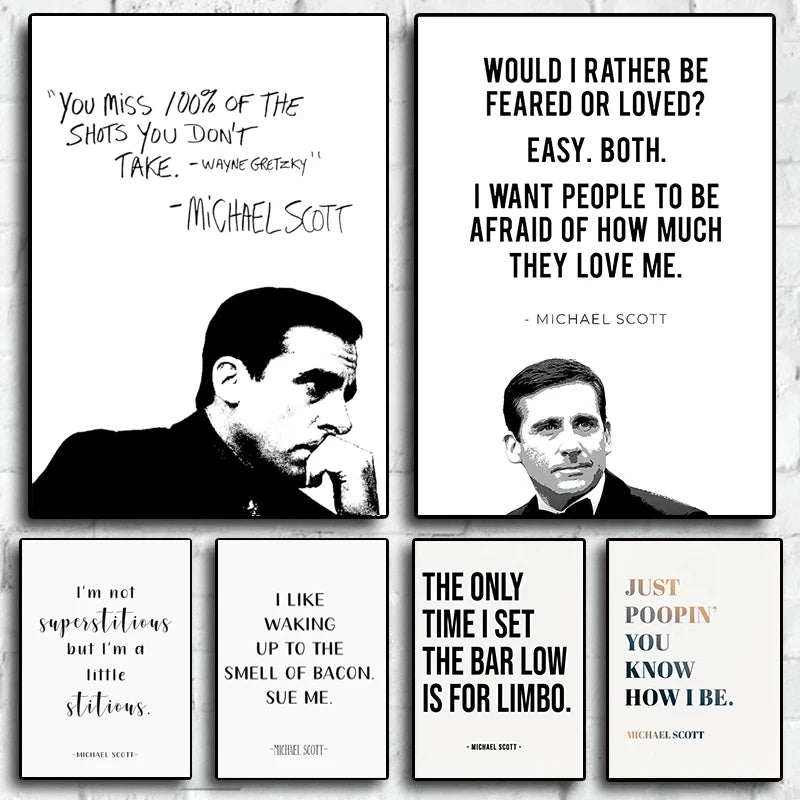 The Office Classic Tv Show Michael Scott Motivational Quotes Poster Canvas Painting Wall Art Pictures Office Home Decor Gift