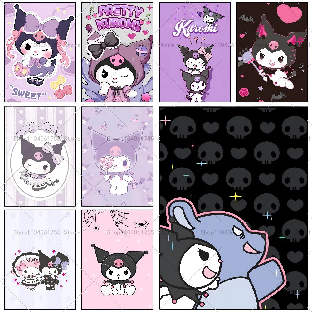 1PC Cut Cartoon K-Kuromi Poster Self-adhesive Art Waterproof Paper Sticker Coffee House Bar Room Wall Decor