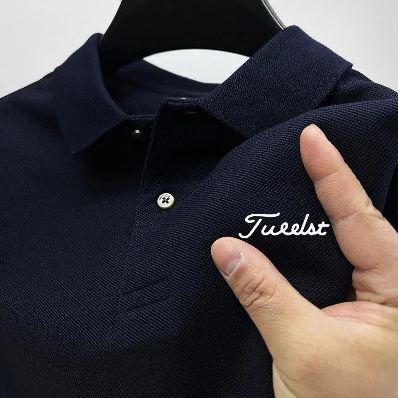 2025 New Men's Business Casual Polo T-shirt Comfortable Tops Style Large Size Pullover with Badge Pattern T-shirt