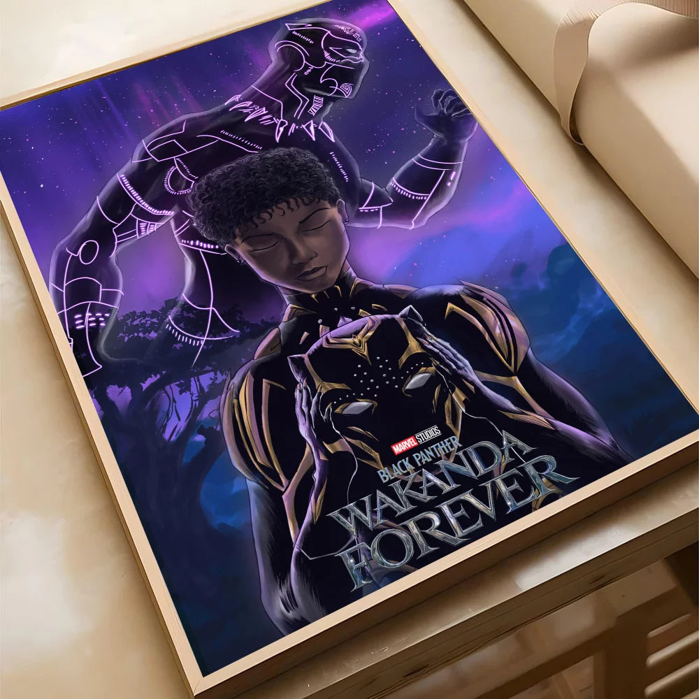 S-Superhero W-Wakanda Forever Poster Self-adhesive Art Waterproof Paper Sticker Coffee House Bar Room Wall Decor