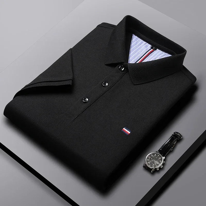 2025 New Cotton Summer Men's Casual Fashion Versatile Polo Shirt Breathable and comfortable embroidered top