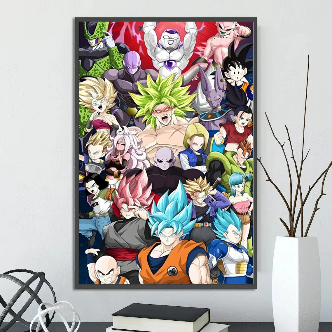 Dragon Ball Self-adhesive Poster Super Saiyan Goku Anime Wallpapr Vegeta Home Decoration Painting Wall Art Kid Birthday Gift