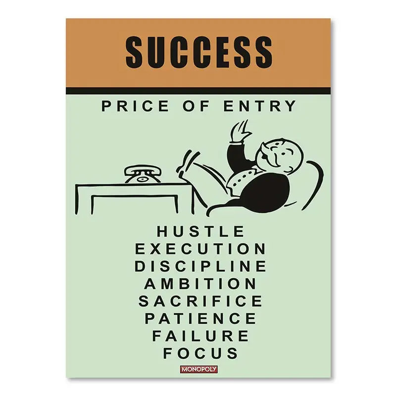 Monopoly Millionaire Dollar Money Poster Cartoon Figure Motivational Quote Canvas Painting Room Wall Art Picture For Home Decor