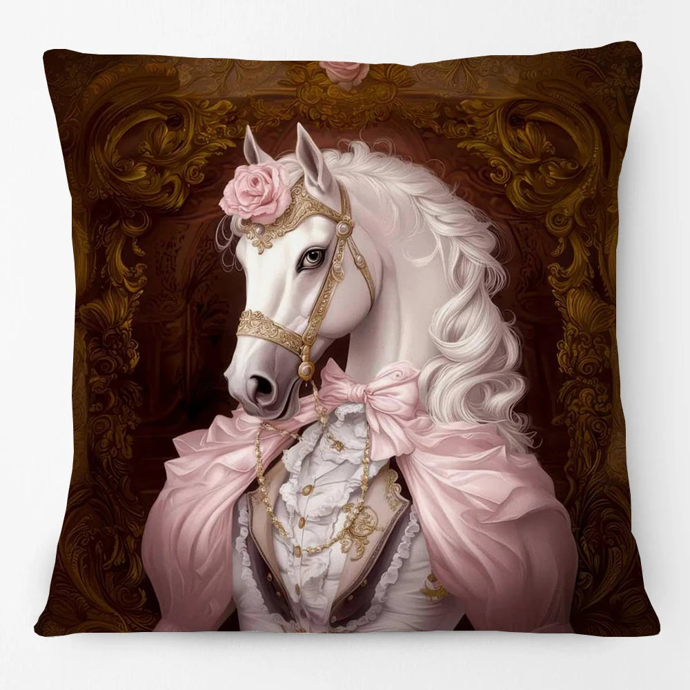 Animals Portrait Poster Pillowcase Horse Dog Fox Flower Giraffe Leopard Tiger Cushion Cover Living Room Square Home Decoration