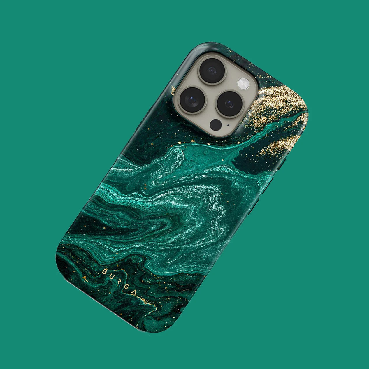 Gilded Green BURGA Phone Case for iPhone 16 15 14 13 12 11 X XS XR XSMAX 7 8 Pro Max Plus Luxury Double-layer Back Cover