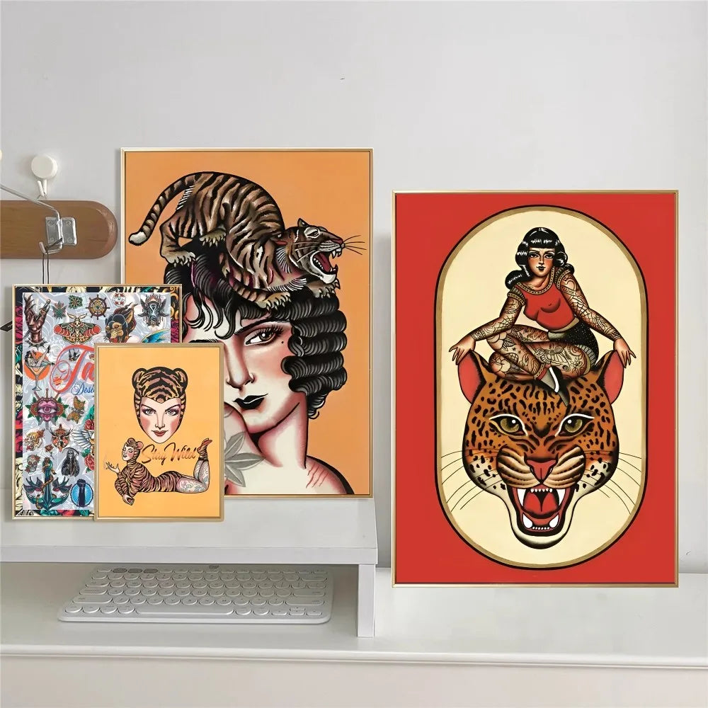 Quiet Wild Devils Colorful Savage Tattooed Anime Posters Sticky HD Quality Wall Art Retro Posters for Home Room Wall Decor