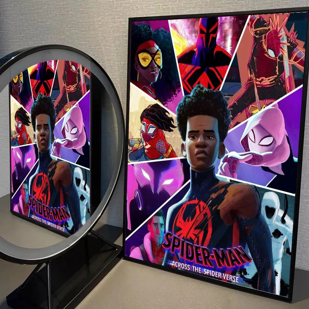 1pc D-Disney S-Spider Man Across The Spider Verse Poster Self-adhesive Art Waterproof Paper Sticker Wall Decor