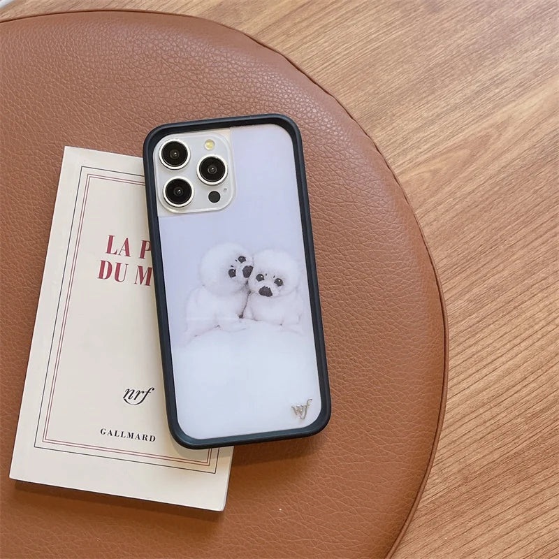 Wildflower Cartoon 3D Cute Dog Cat  Anti-Fall  Phone Case for iPhone 15 14 13 16 Pro Max WF Pet Duck butterfly Shockproof Cover
