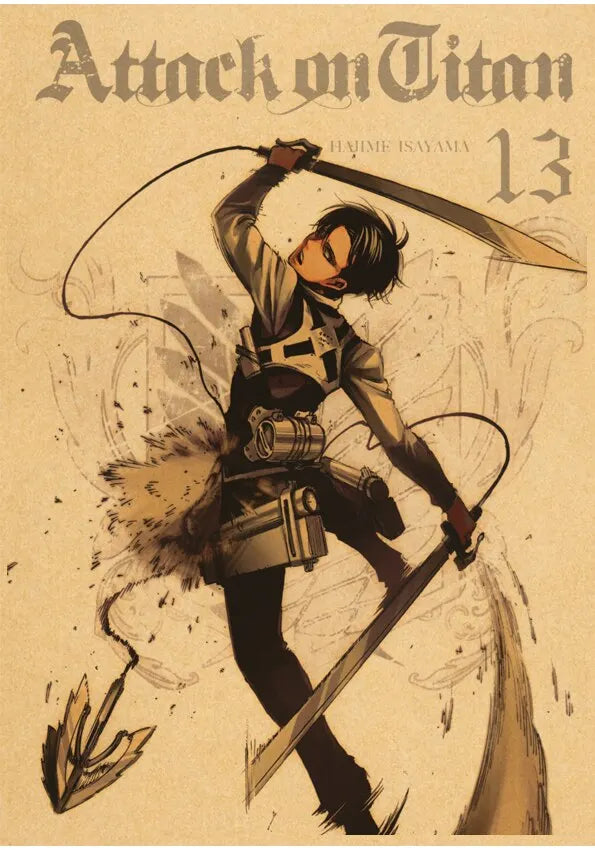 High Quality Vintage Japanese Anime Attack on Titan Retro Poster  Shingeki No Kyojin Kraft Paper Art Print Wall Sticker for Home