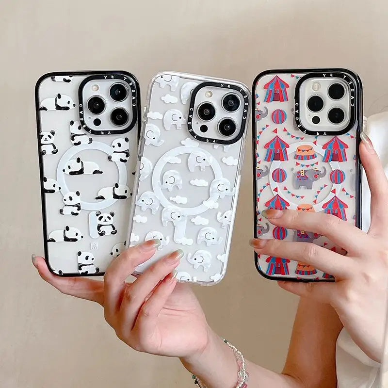 Circus Elephant Suitable for Apple iPhone 16 ProMax Magnetic Phone Case 15 Trendy Brand 14 13 Anti-fall