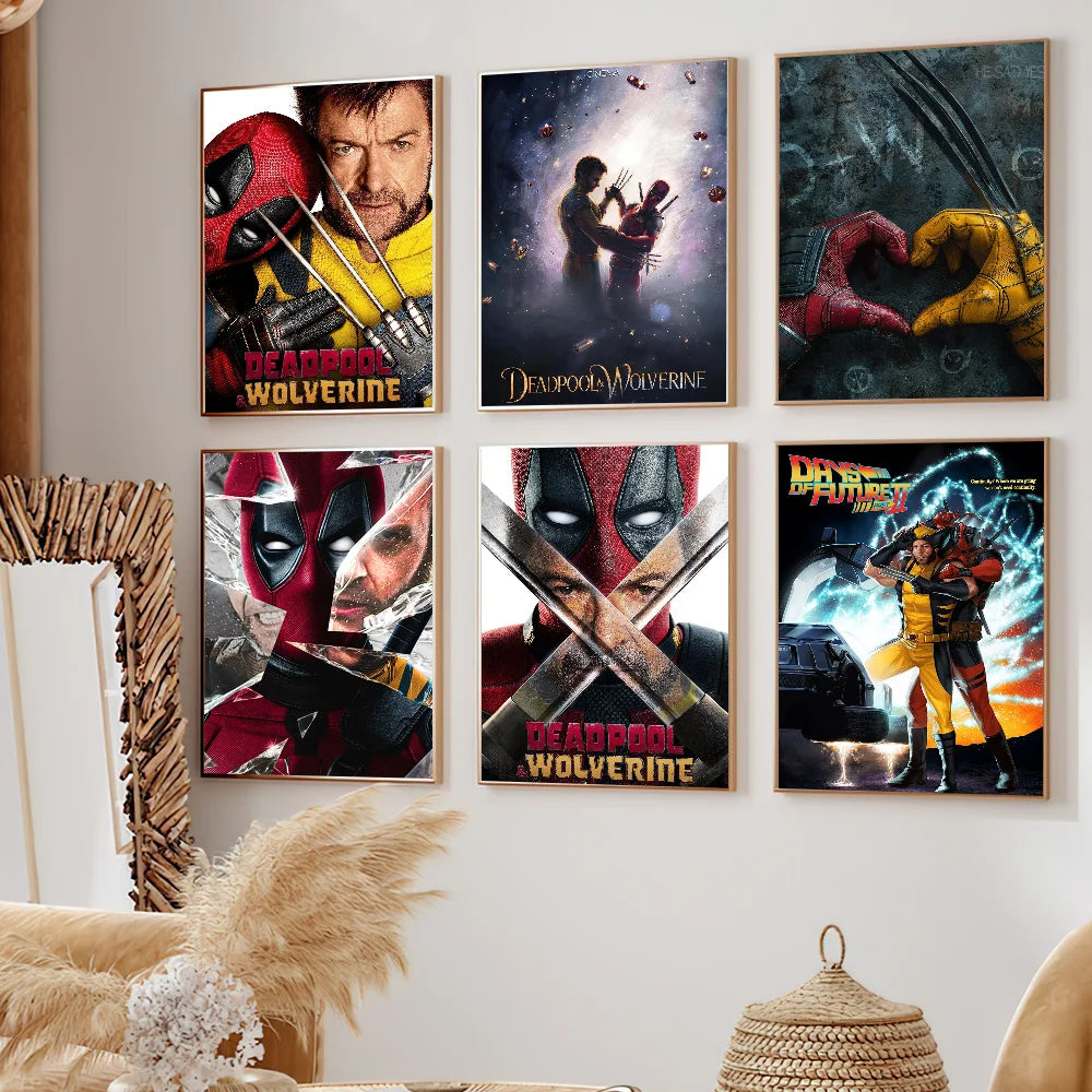 Movie Deadpool W-Wolverine Poster Self Adhesive Painting Living Room Office Decoration Bedroom Home Wall Sticker Prints