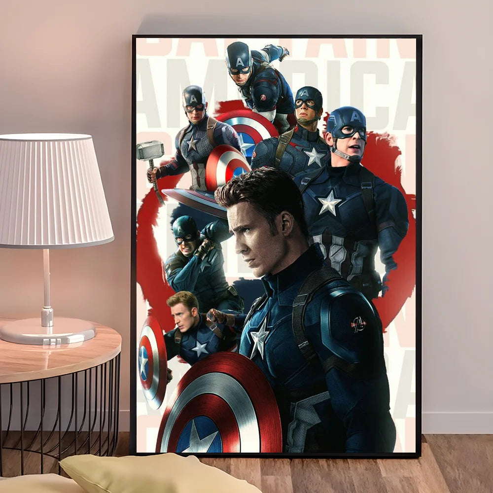 1PC C-Captain America Poster Self-adhesive Art Waterproof Paper Sticker Coffee House Bar Room Wall Decor