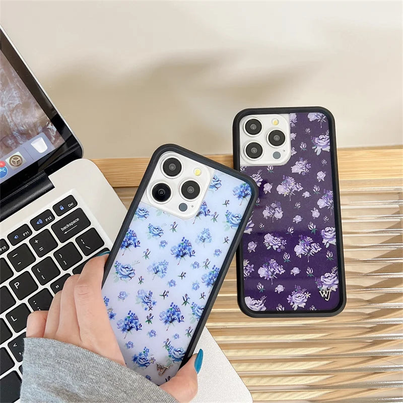 Wildflower Hot Wild Flowers Rose Phone Case for iPhone 15 14 13 12 16 Pro Max WF Ins Vintage Floral Gardenia Prunus Flower Shell