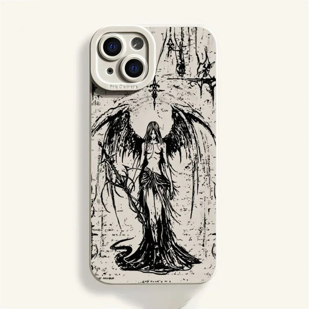 Luxury Clmj BURGA Black Angel Death demon Phone Case for Oppo Realme 11 10 9 9i C55 C53 C30 C35 C33 C31 C21Y C21 Pro 4G 5G Cover