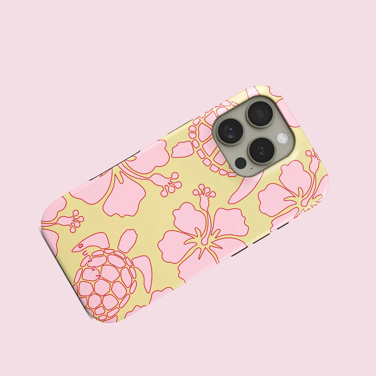 Pink Turtle Flowers BURGA Phone Case for iPhone 16 15 14 13 12 11 X XS XR XSMAX 7 8 Pro Max Plus Luxury Double-layer Back Cover