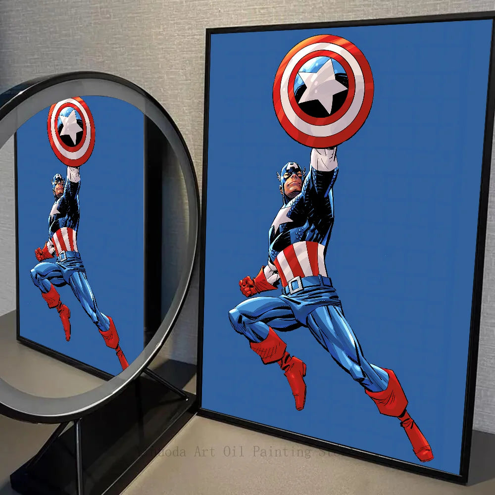1PC C-Captain America Poster Self-adhesive Art Waterproof Paper Sticker Coffee House Bar Room Wall Decor