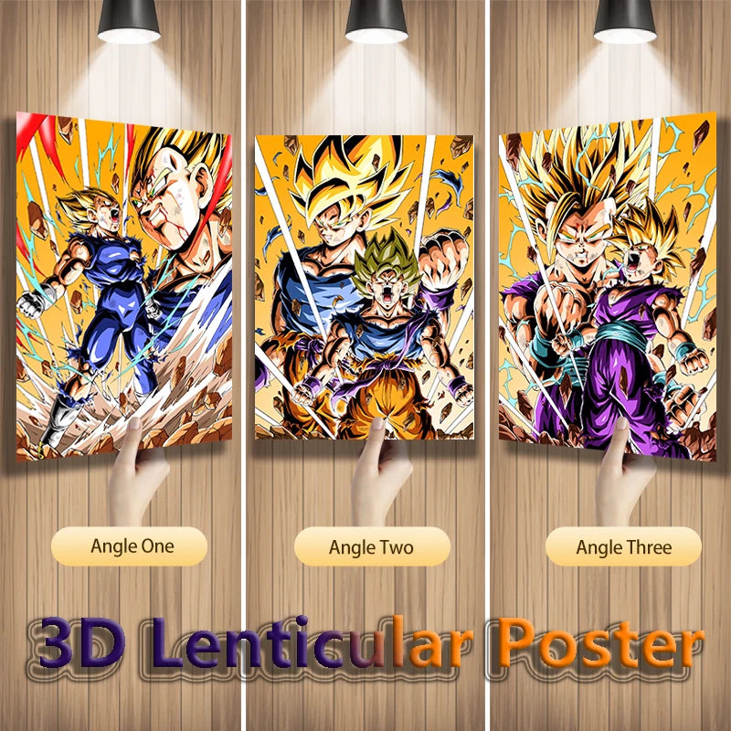 Dragon Ball Z Anime Lenticular Poster Vegeta Painting Wall  Art 3D Flip Gradient Poster Home Decor(Without Frame)