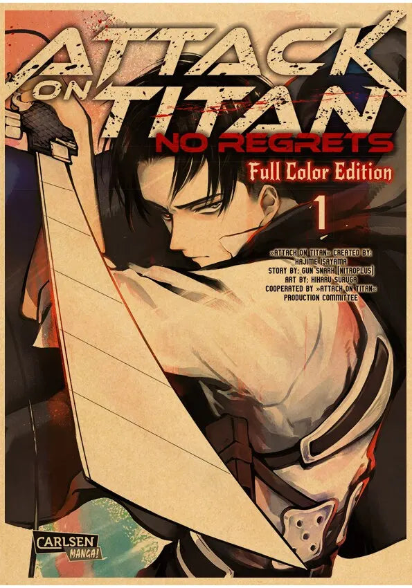 High Quality Vintage Japanese Anime Attack on Titan Retro Poster  Shingeki No Kyojin Kraft Paper Art Print Wall Sticker for Home