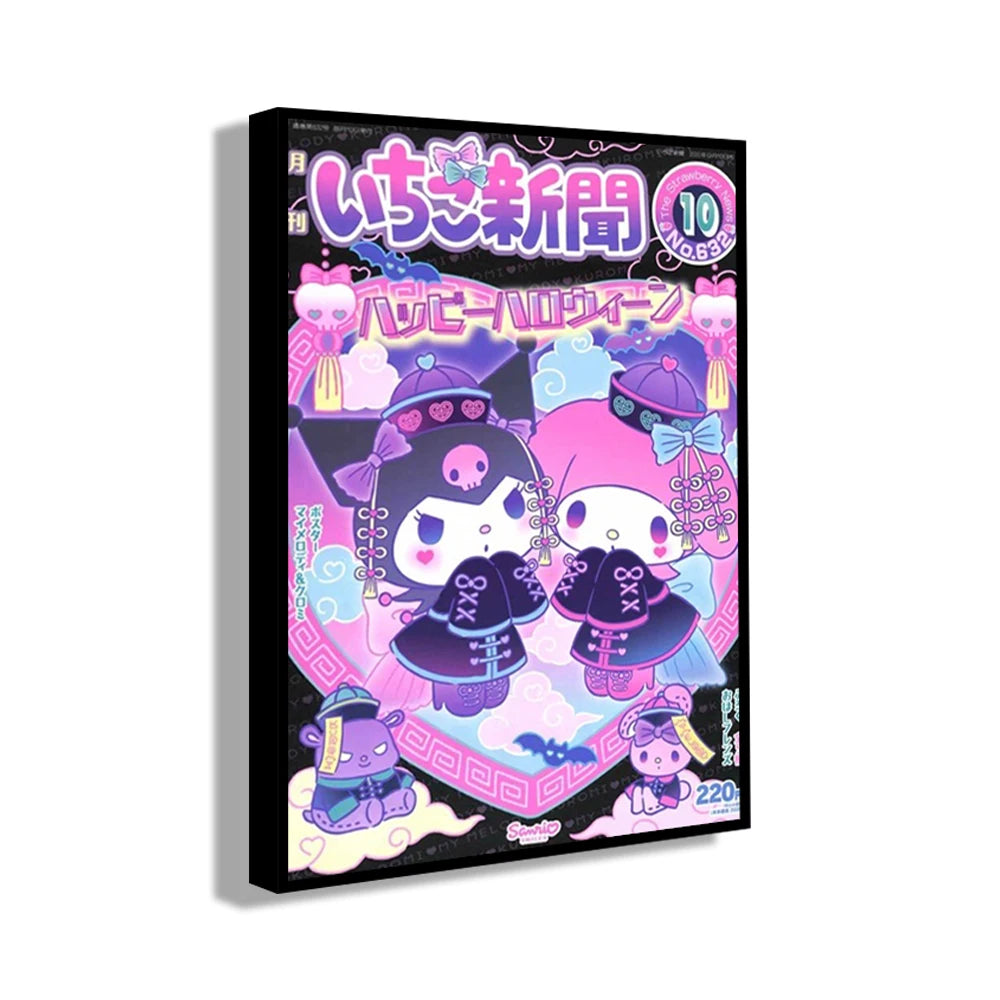 MINISO Cartoon Poster Sanrio Kuromi Hello Kitty Canvas Wall Art Print Mural Home Decoration Birthday Christmas Gift