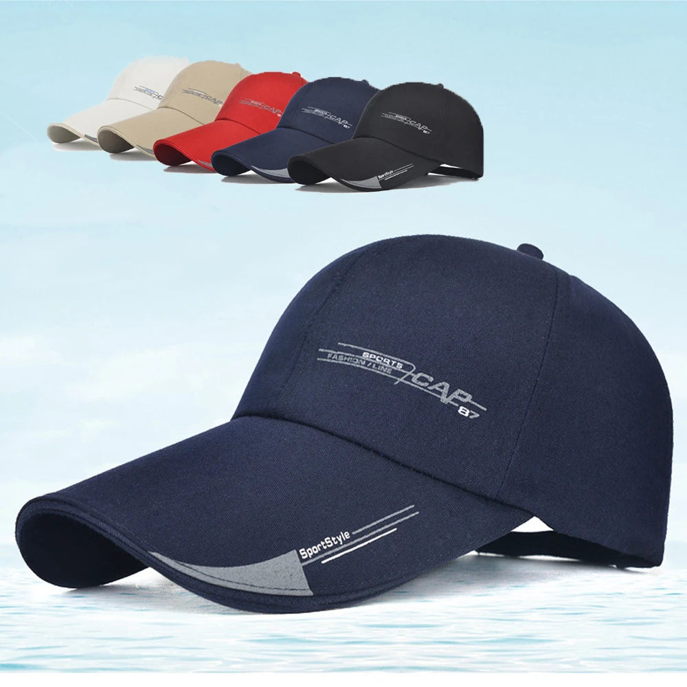 2024 Sports Baseball Cap Summer Long Visor Brim Shade Sun Hats Mens Snapback Hats Peaked Cap Outdoor Baseball Cap Bone Gorras