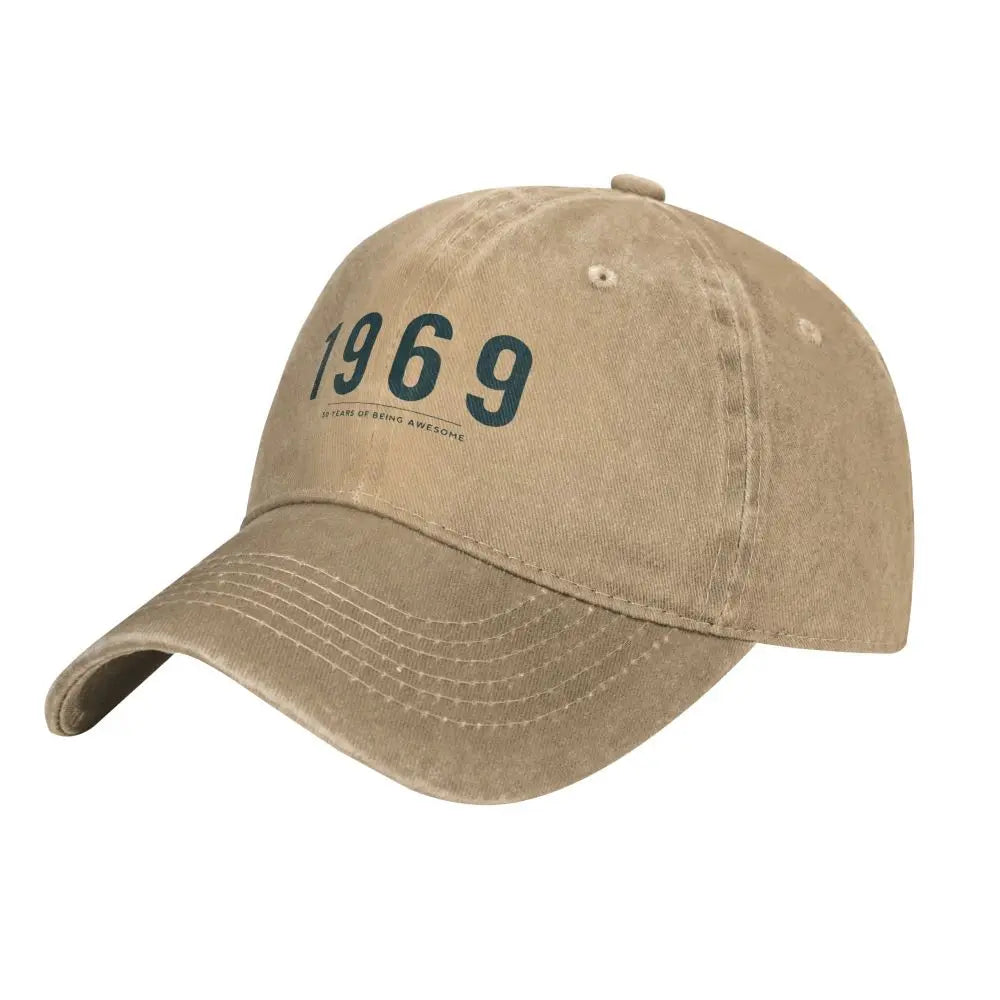 50th Birthday Gift 1969 Retro Unisex Baseball Cap Distressed Denim Washed Cap Hat Vintage Outdoor Summer Adjustable Snapback Hat