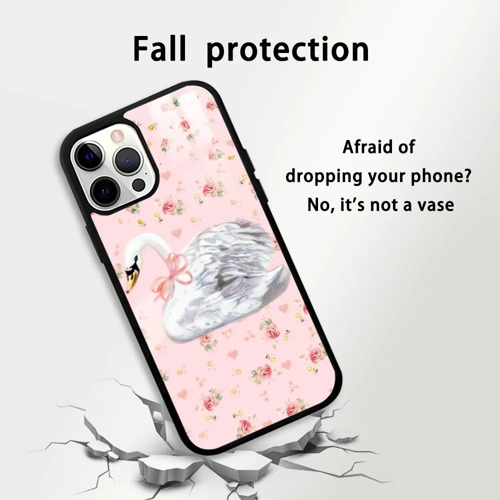 Wildflower Swan Rabbit Dog Phone Case For IPhone 16 15 14 13 12 11 Pro Xs Max Mini Plus Celulares Hard Funda