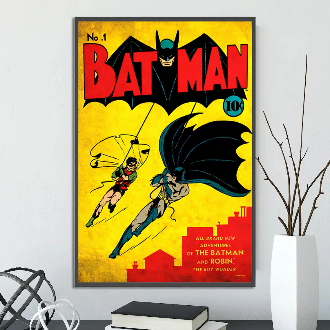 Batman Self-adhesive Poster Movie Wallpaper Figures Home Decoration Painting Wall Art DC Classic Covers Room Decor Kids Gift