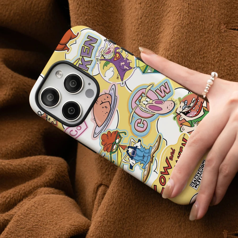 Cartoon Cow Chicken Sticker Phone Case Phone Case Film shell For iPhone 16 15 14 13 12 11 Pro Max Plus