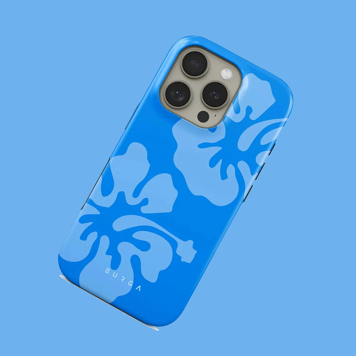 Blue Petals Ins BURGA Phone Case for iPhone 16 15 14 13 12 11 X XS XR XSMAX 7 8 Pro Max Plus Luxury Double-layer Back Cover