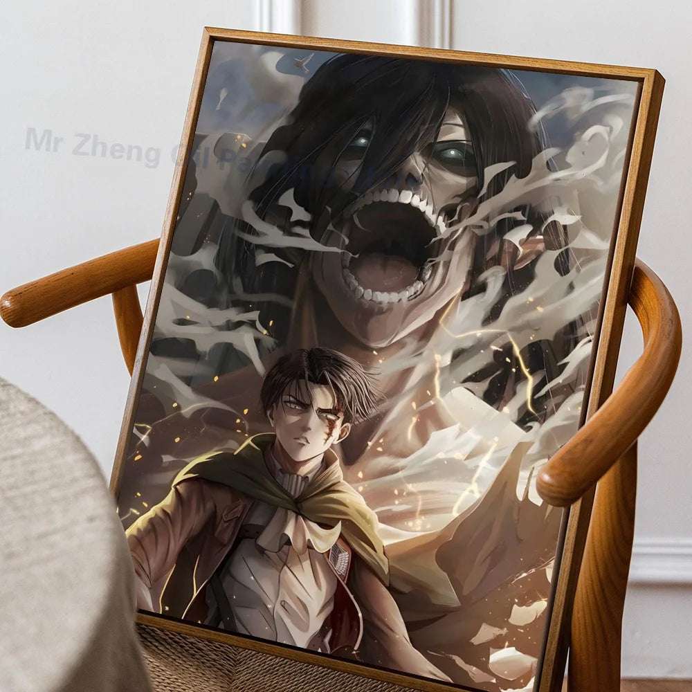 1PC Attack On Titan Poster Self-adhesive Art Waterproof Paper Sticker Coffee House Bar Room Wall Decor