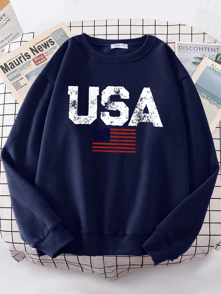 USA Letters American Flag Stars And Stripes Women Hoody Street Oversize Hoodies Personality Warm Hoodie hip hop Soft Clothes