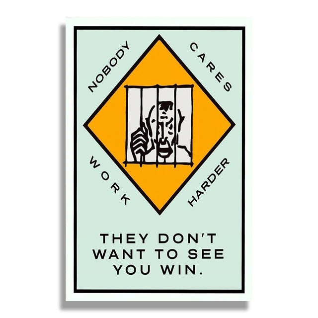 Monopoly Millionaire Money Canvas Decorative Painting Motivational Quote Art Poster Cartoon Figure Mural Home Wall Decor Picture