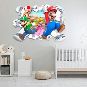 Mario Wall Stickers, 1 Pcs Decal for Party Decorations or Huge Posters for Boys Room Nursery Livingroom and Door (14'' x 23.2'')