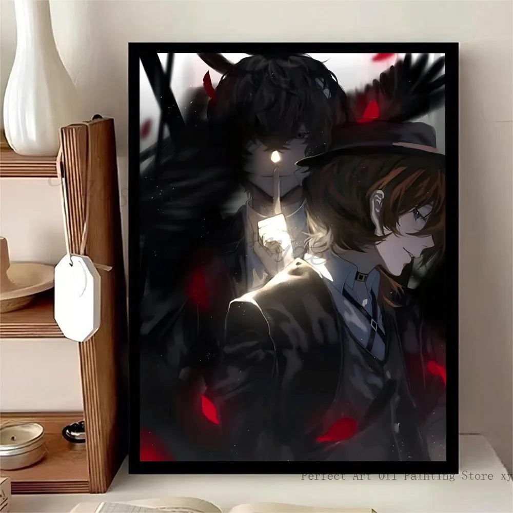 1pc Bungo Stray Dogs Dazai Chuuya Anime Poster Stickers Art Wall Murals Decor Game Room Decor Gifts Kawaii HD Painting Cat Cars