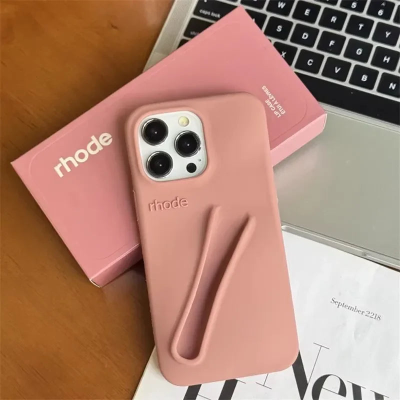 Lipstick Soft Silicone DIY Rhode Phone Case For iPhone 16 15 14 13 12 11 Pro Max Plus Portable Lip Gloss Holder Ins Hot Cover