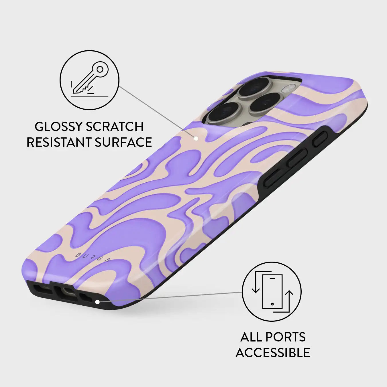 Y2K Cool BURGA Phone Case for iPhone 16 15 14 13 12 11 X XS XR XSMAX 7 8 Pro Max Plus Luxury Double-layer Back Cover
