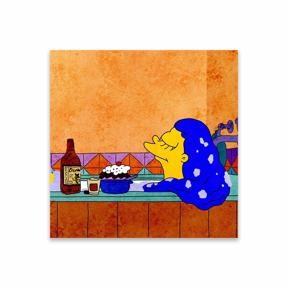 The Simpsons Poster Disney Watercolor Illustration Print Wall Art Prints Cartoon Family Love Canvas Painting Kids Bedroom Decor