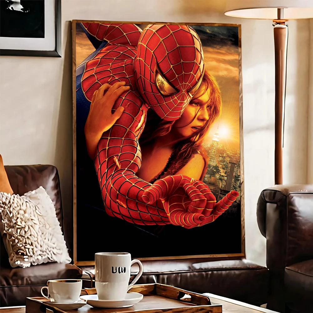 TOMY Spiderman Anime Posters Sticky HD Quality Wall Art Retro Posters For Home Room Wall Decor
