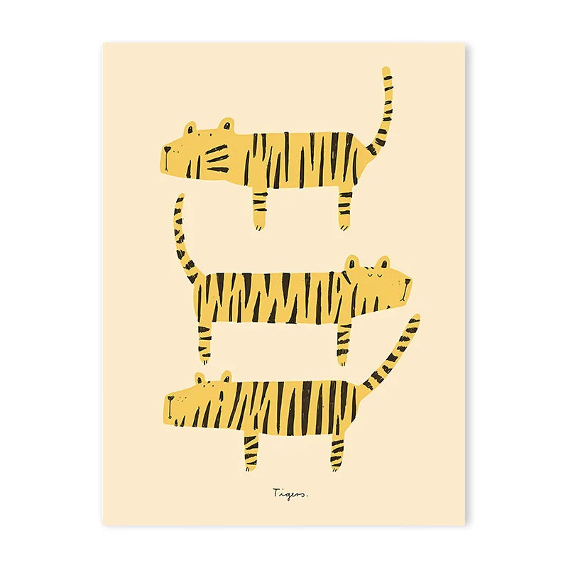 Cute Cartoon Colorful Animal Poster Children's Room Field Nursery Kindergarten Decoration Canvas Home Wall Art