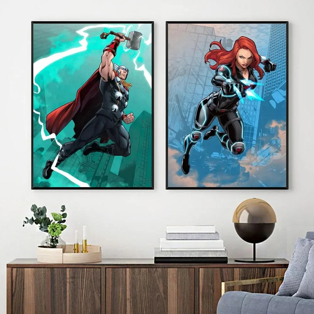 MINISO Canvas Painting Marvel Movie Avengers Superhero Wall Art Posters SpiderMan Home Room Decoration Murals Print Picture Gift