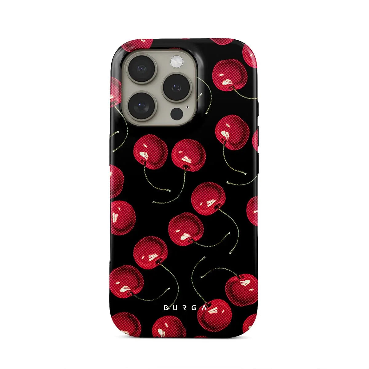 BURGA Cherry Pattern Phone Case for iPhone 16 15 14 13 12 11 Pro Max Plus Luxury Double-layer Back Cover