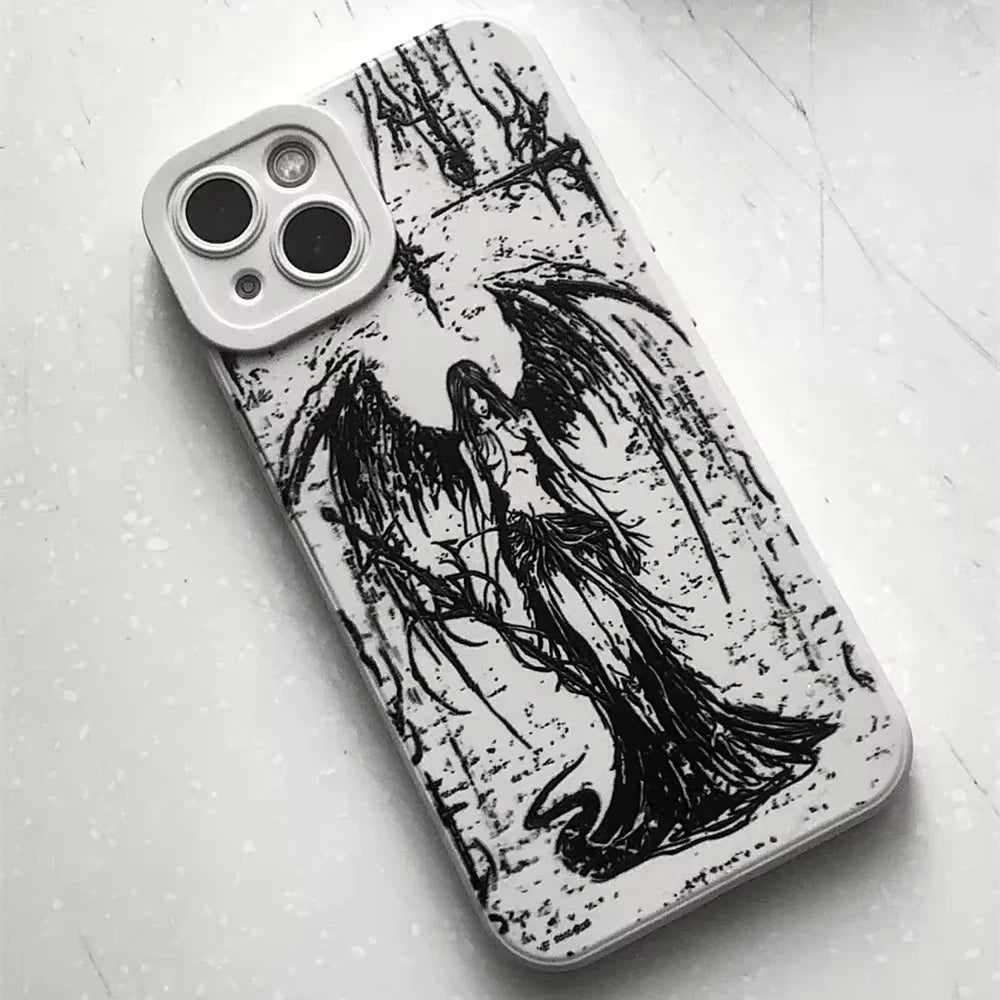 Luxury Clmj BURGA Black Angel Death demon Phone Case for Oppo Realme 11 10 9 9i C55 C53 C30 C35 C33 C31 C21Y C21 Pro 4G 5G Cover