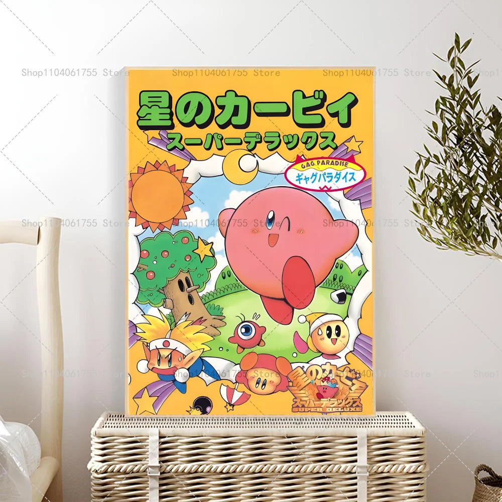 1PC Cartoon Cute K-Kirby Poster Self-adhesive Art Waterproof Paper Sticker Coffee House Bar Room Wall Decor