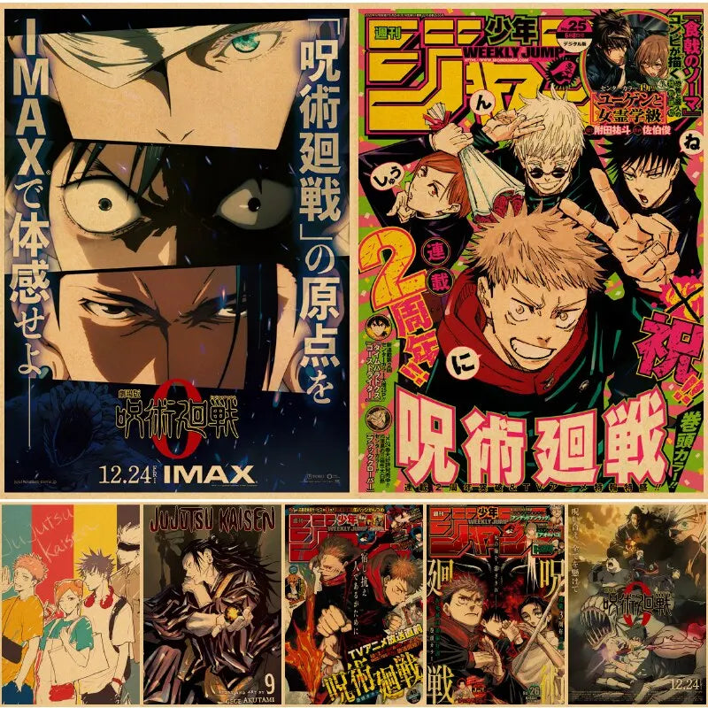 Vintage Anime Jujutsu Kaisen Gojo Satoru Kraft Paper Poster Wall Art for Study  Living Room Decor  Unique Home Decoration Pictur