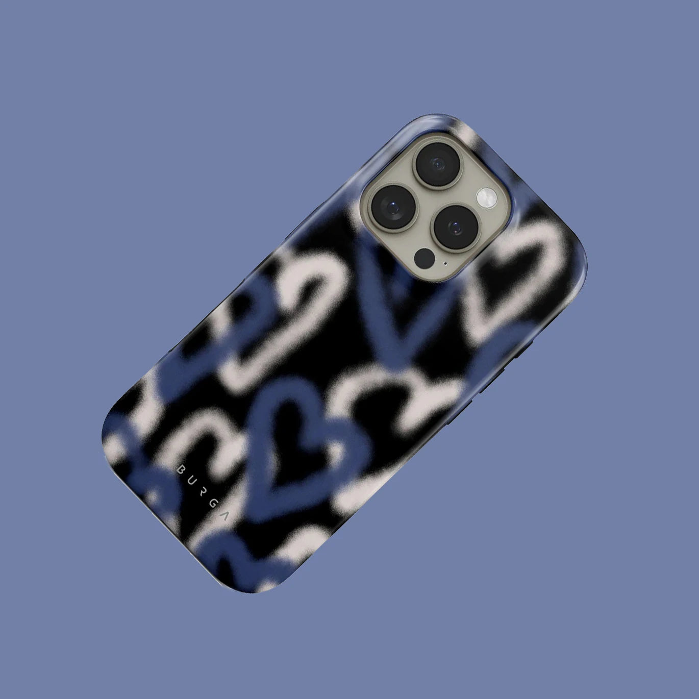 Blue And White Love Heart BURGA Phone Case for iPhone 16 15 14 13 12 11 X XS XR XSMAX 7 8 Pro Max Plus Double-layer Back Cover