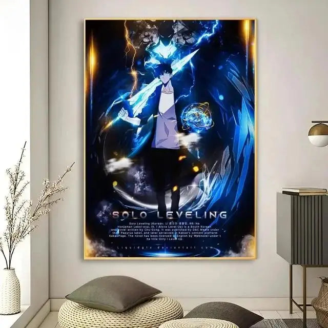Solo Leveling Anime Canvas Wall Art  HD Kawaii Cat  Cars Poster for Game Room Decor Gifts and Wall Murals