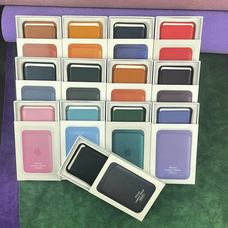 Luxury Original Apple Magsafe Leather wallet Case For iPhone 13 12 14 15 16 Pro Max S24 Card Holder Phone Bag Cover Accessories