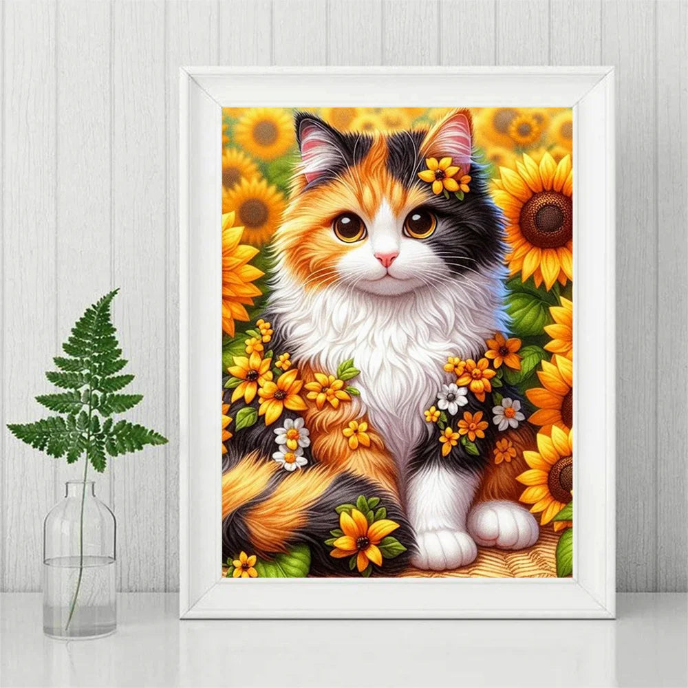 Evershine Diamond Mosaic Cat Animal New Arrival Full Square Round Painting Sunflower Embroidery DIY Handmade